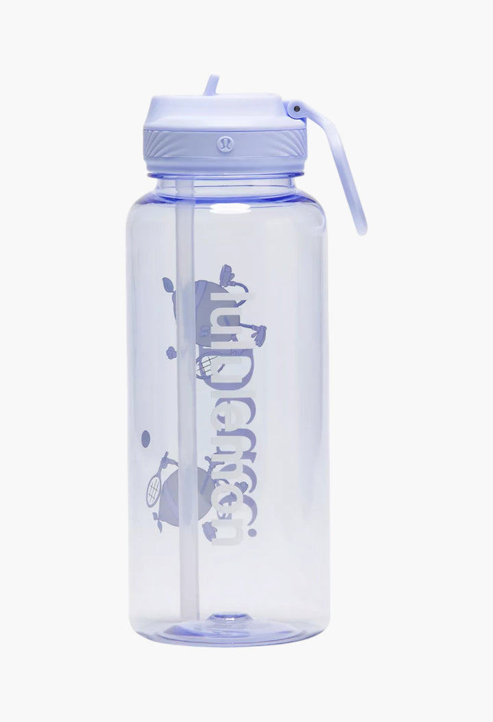 Serene Blue - Back to Life Clear Bottle 32oz Straw Lid Tennis Graphic - GLAM MODA