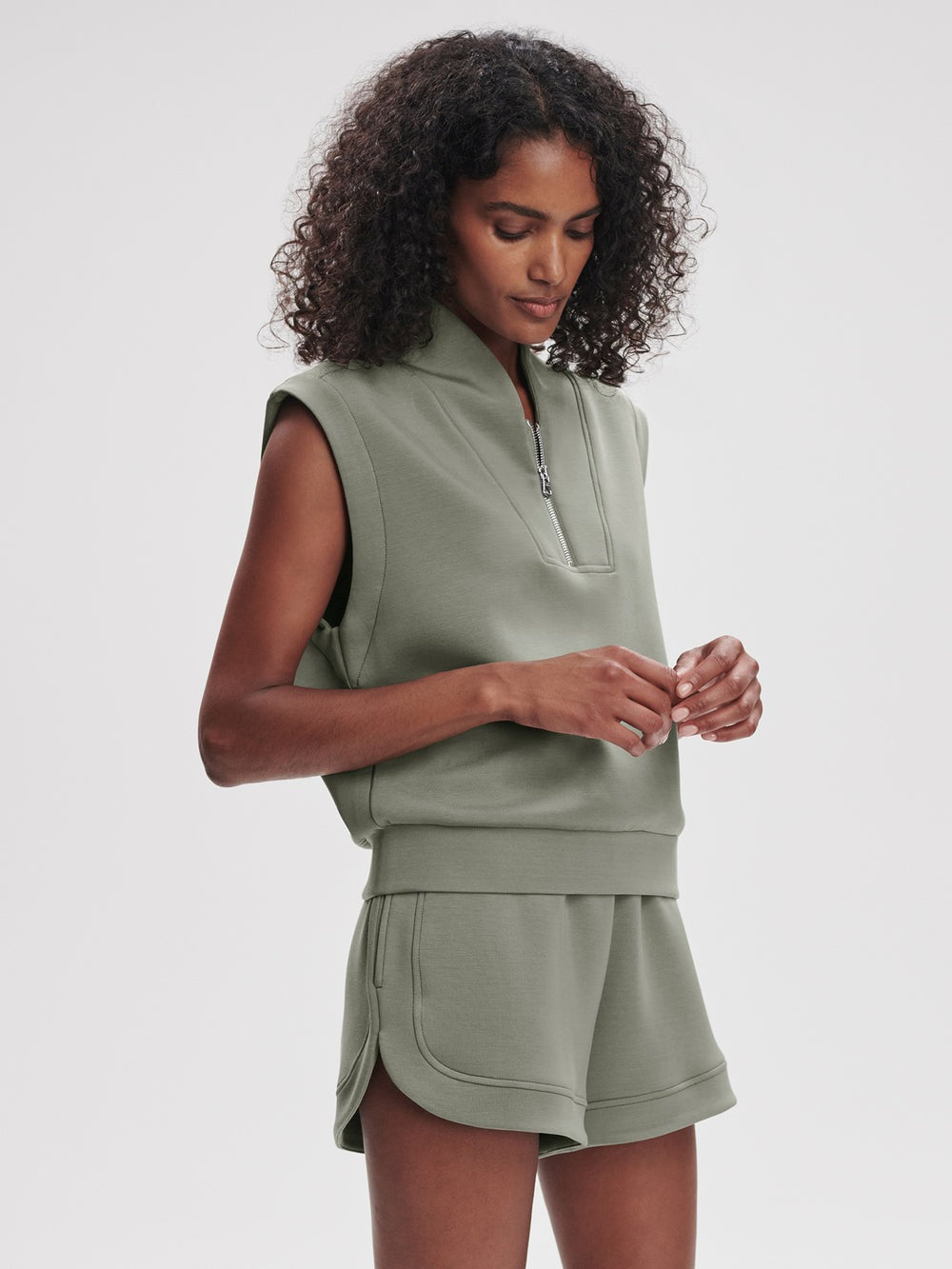 Shadow - Loretta Half-Zip Sleeveless Sweat - GLAM MODA