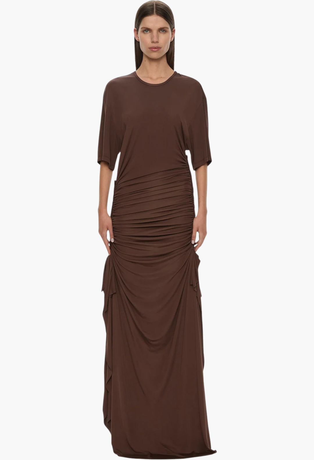 Shibari Jersey Ruche Tee Dress - GLAM MODA