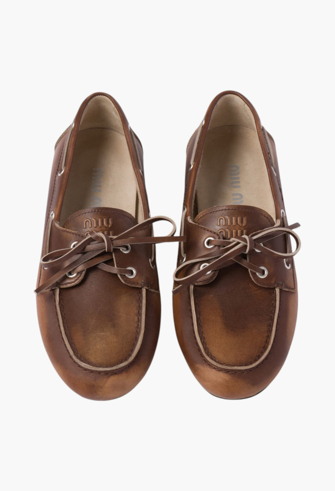 Sienna - Unlined Bleached Leather Boat Shoes - GLAM MODA