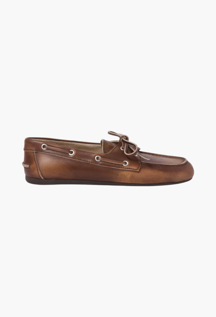 Sienna - Unlined Bleached Leather Boat Shoes - GLAM MODA