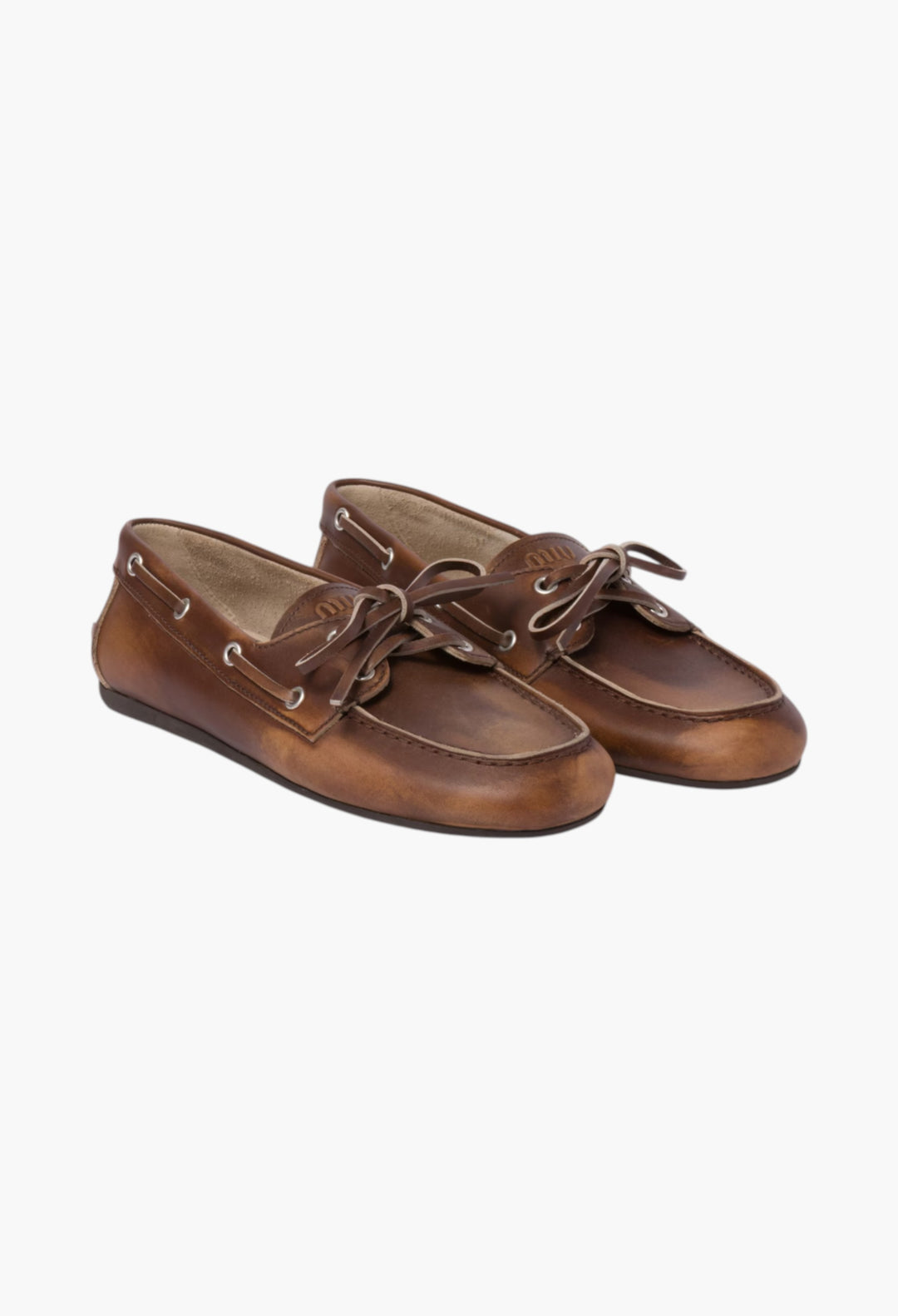 Sienna - Unlined Bleached Leather Boat Shoes - GLAM MODA