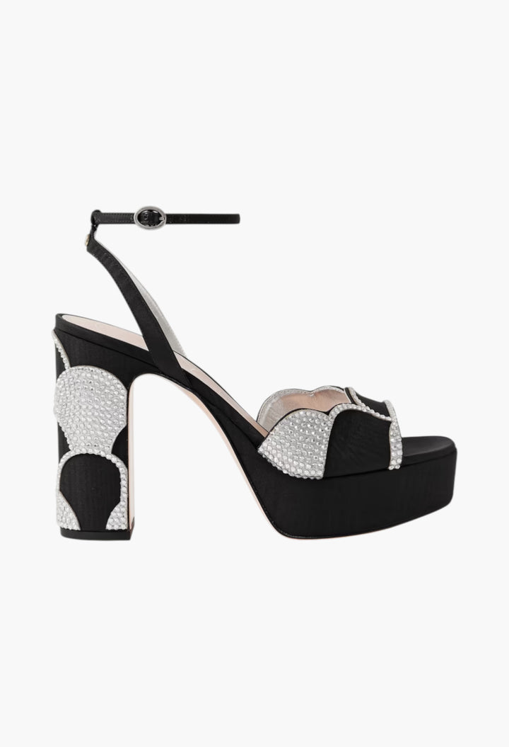 Silver - Bowow 110 Faille And Crystal-Embellished Metallic Leather Platform Sandals - GLAM MODA