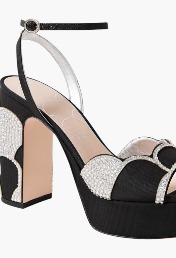 Silver - Bowow 110 Faille And Crystal-Embellished Metallic Leather Platform Sandals