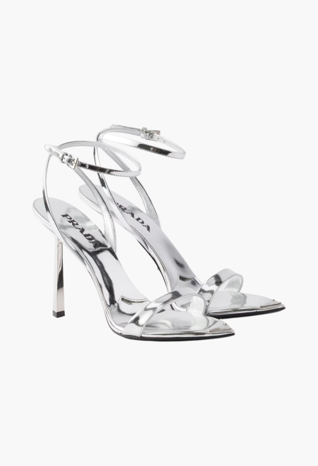 Silver - Metallic Leather High-Heeled Sandals - GLAM MODA