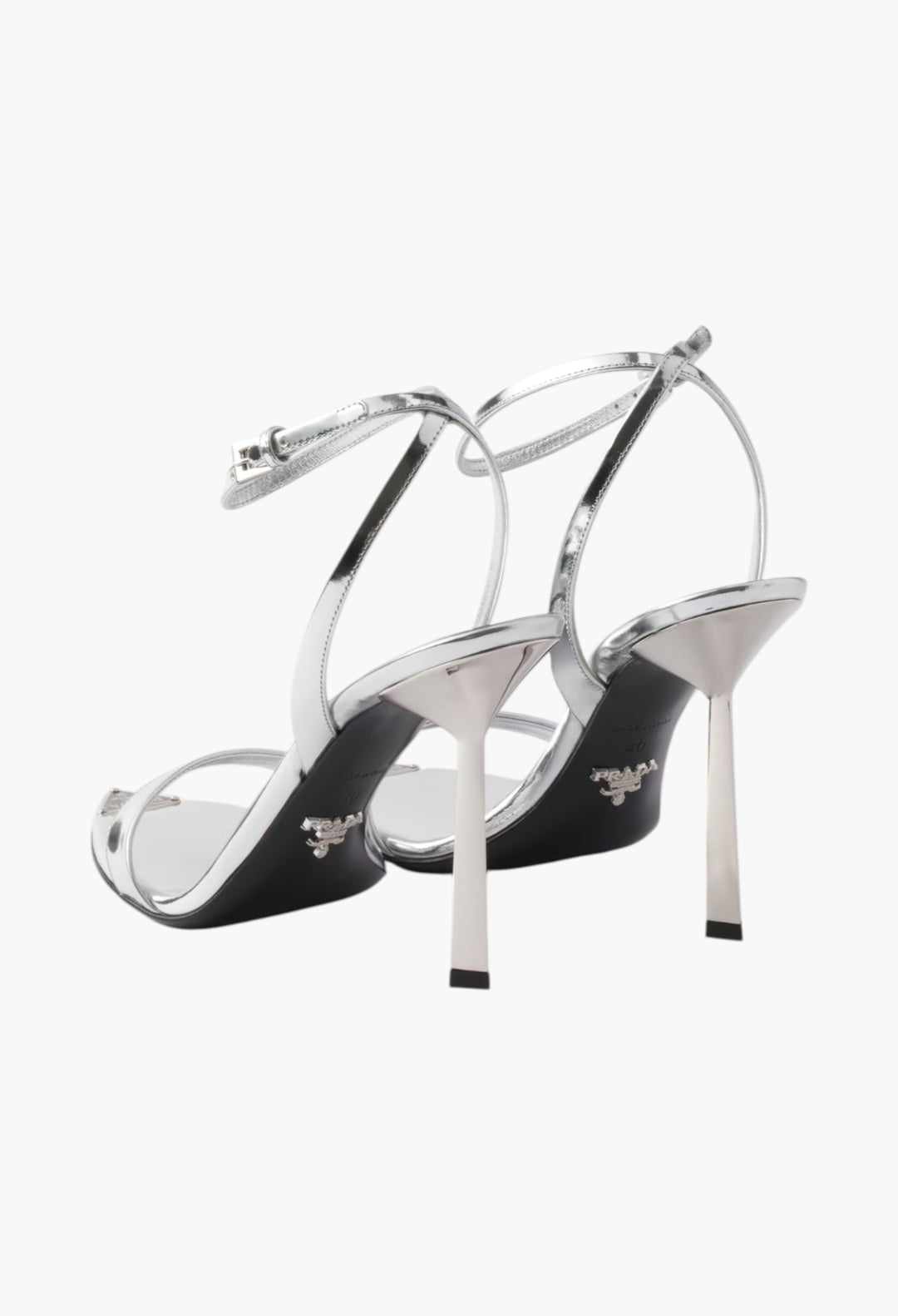 Silver - Metallic Leather High-Heeled Sandals - GLAM MODA