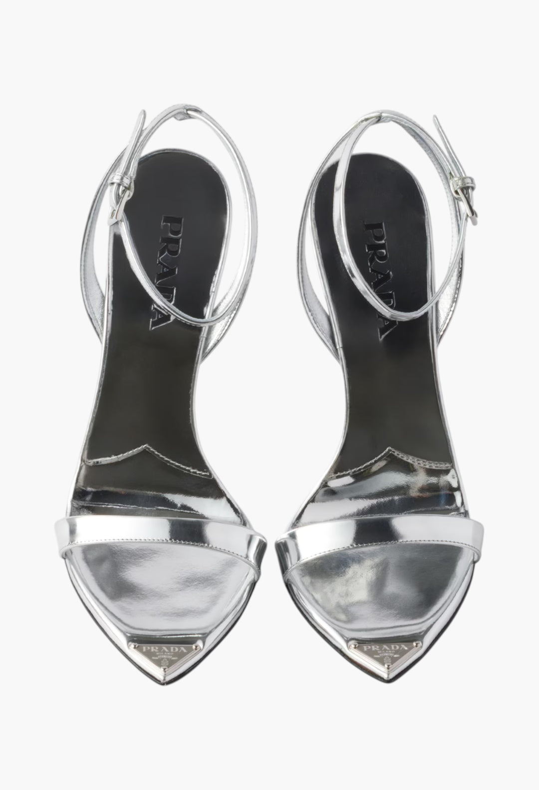 Silver - Metallic Leather High-Heeled Sandals - GLAM MODA