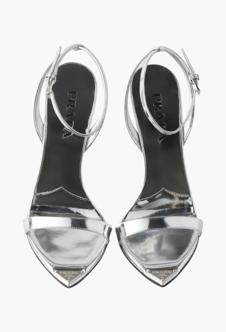 Silver - Metallic Leather High-Heeled Sandals - GLAM MODA
