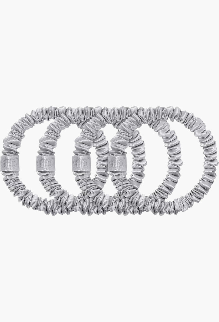 Silver - Slip Pure Silk Skinny Scrunchies - GLAM MODA
