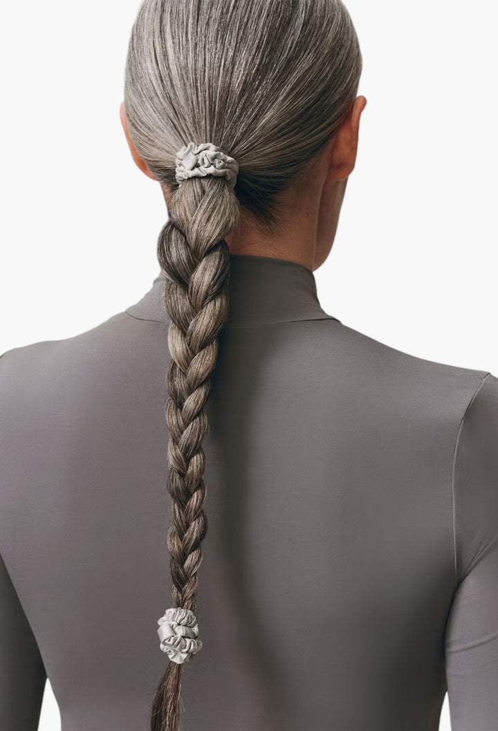 Silver - Slip Pure Silk Skinny Scrunchies - GLAM MODA