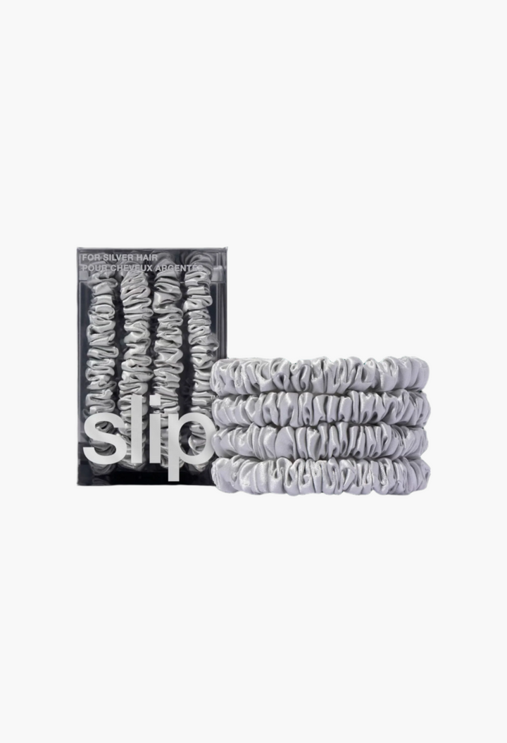 Silver - Slip Pure Silk Skinny Scrunchies - GLAM MODA