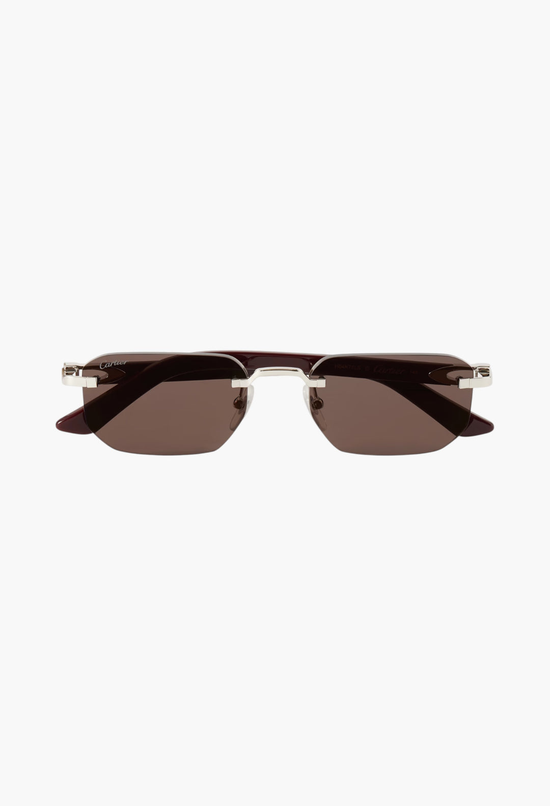 Signature C Rimless Rectangular-Frame Silver-Tone And Acetate Sunglasses - GLAM MODA