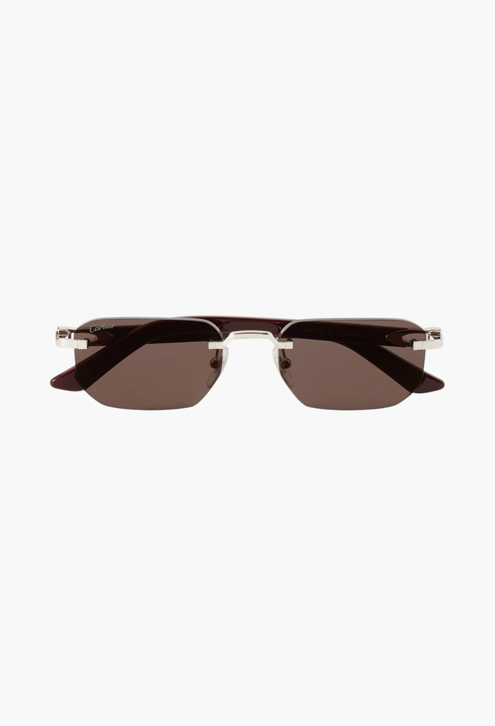 Signature C Rimless Rectangular-Frame Silver-Tone And Acetate Sunglasses - GLAM MODA