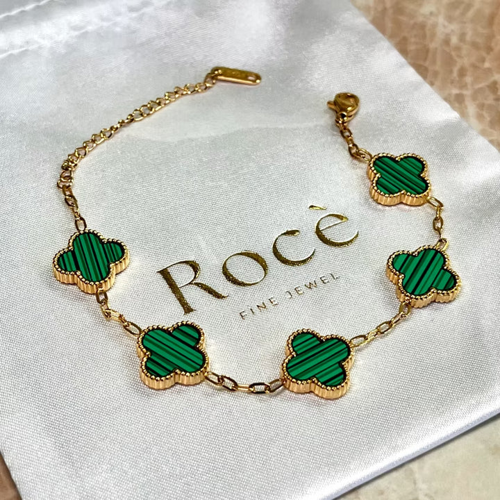 Simple Green Flower Bracelet 18K Gold Plated - GLAM MODA