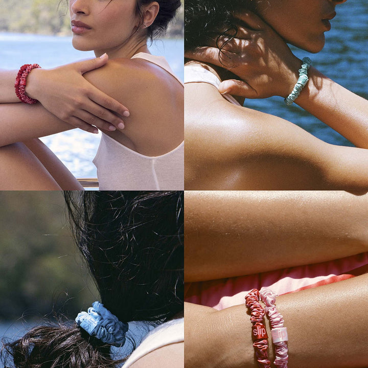 Skinny Scrunchies and Complimentary Pouch - High Tide - GLAM MODA