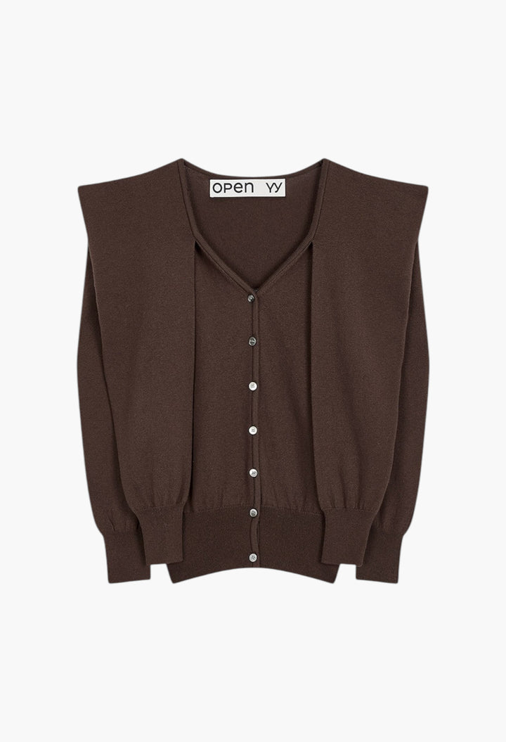 Sleeve Layered Cardigan, Brown - GLAM MODA