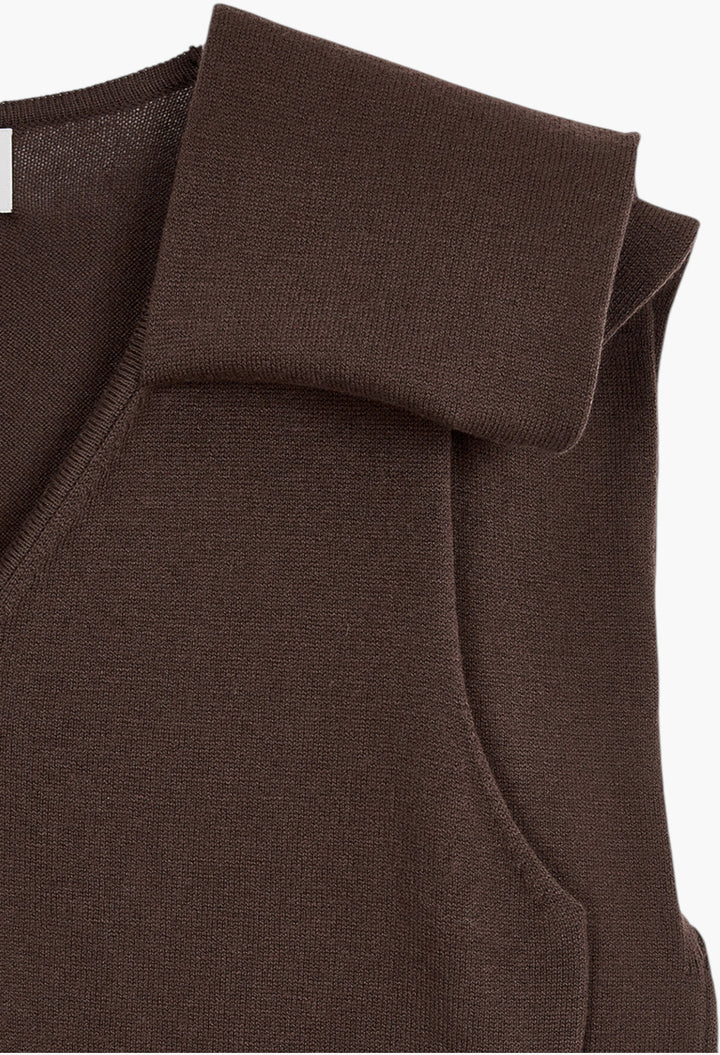 Sleeve Layered Cardigan, Brown - GLAM MODA