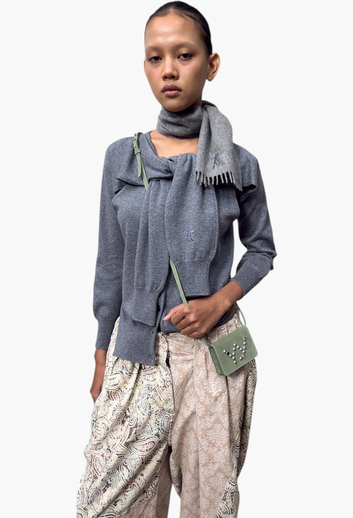 Sleeve Layered Cardigan, Gray - GLAM MODA