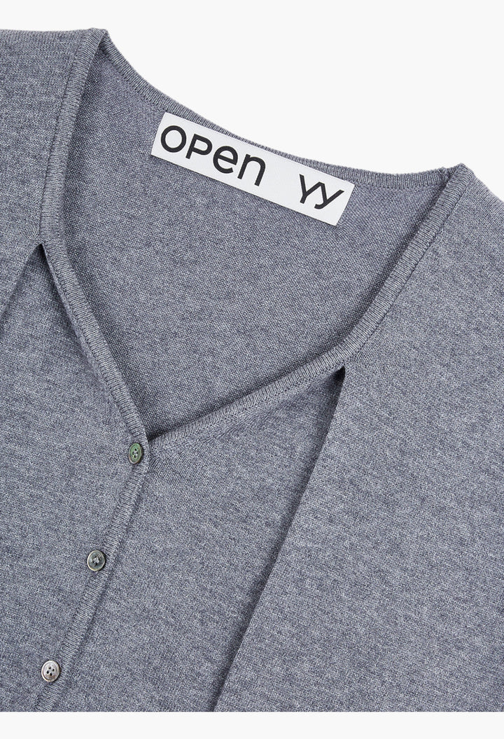 Sleeve Layered Cardigan, Gray - GLAM MODA