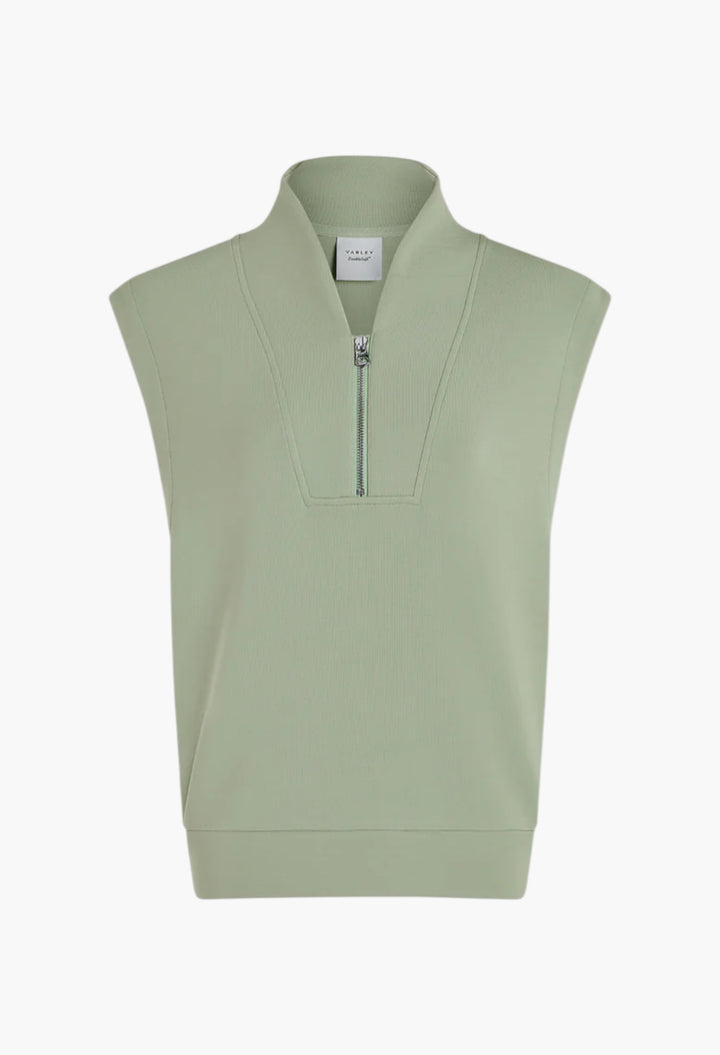 Snow Sage - Loretta Half-Zip Sleeveless Sweat - GLAM MODA