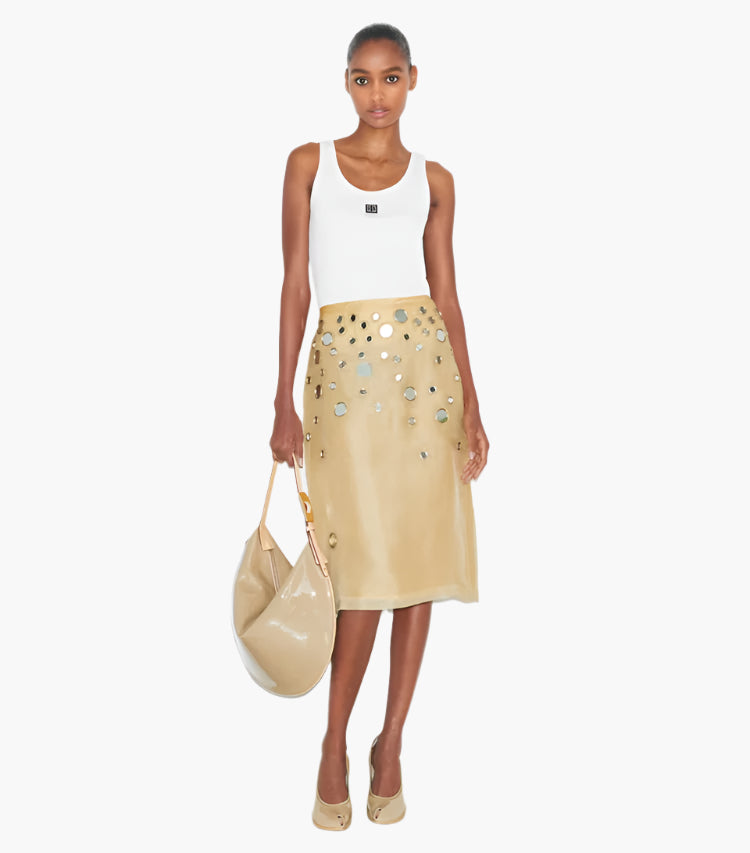 Soft Wheat - Embellished Mirror Skirt - GLAM MODA