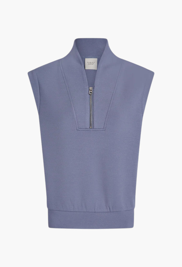 Stone Blue - Loretta Half-Zip Sleeveless Sweat - GLAM MODA
