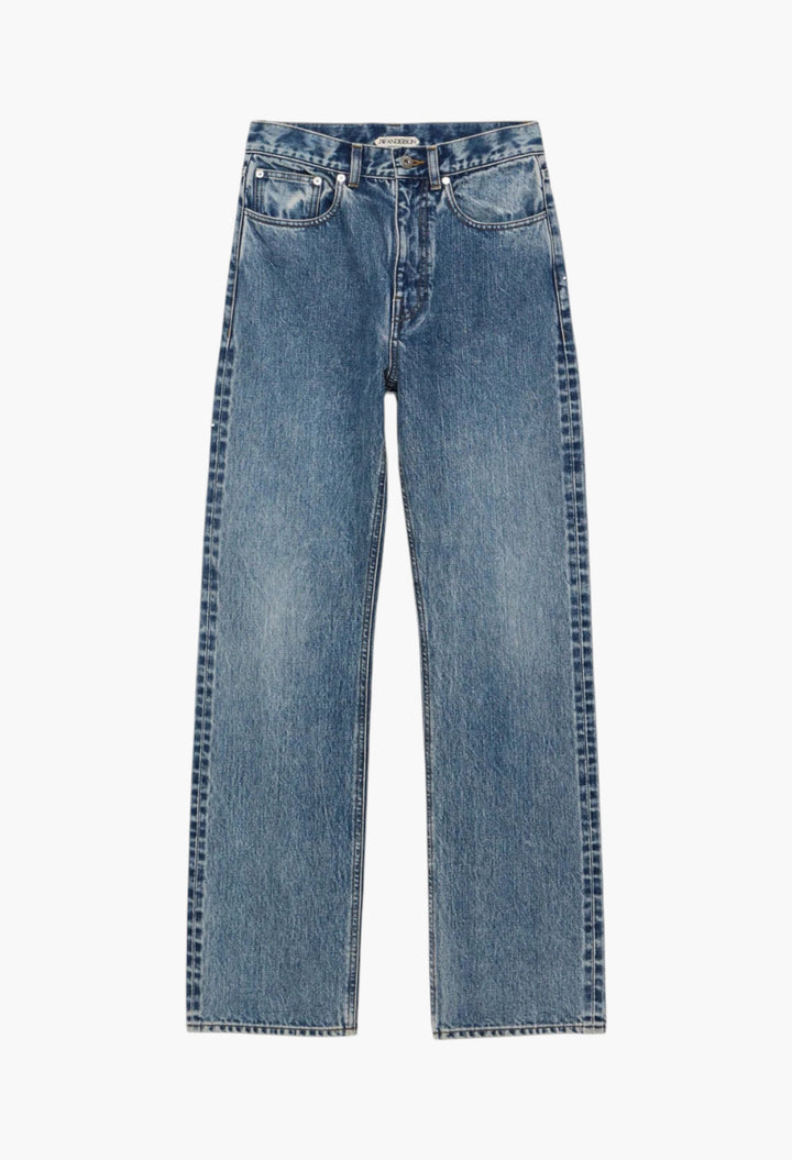 Straight Leg Jeans In Mid Blue - GLAM MODA