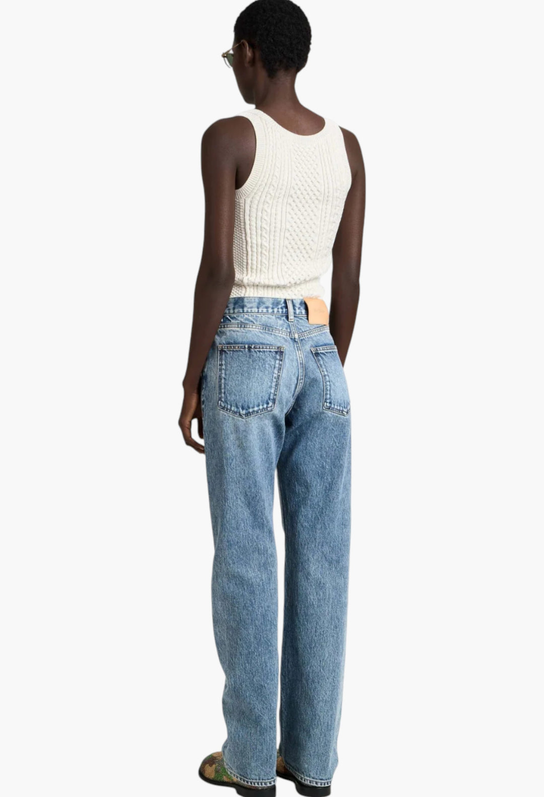 Straight Leg Jeans In Mid Blue - GLAM MODA