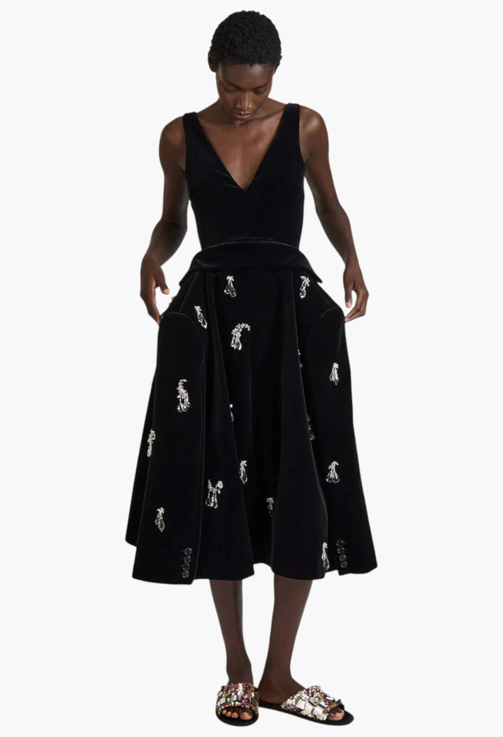 Structured Embellished Dress In Black - GLAM MODA