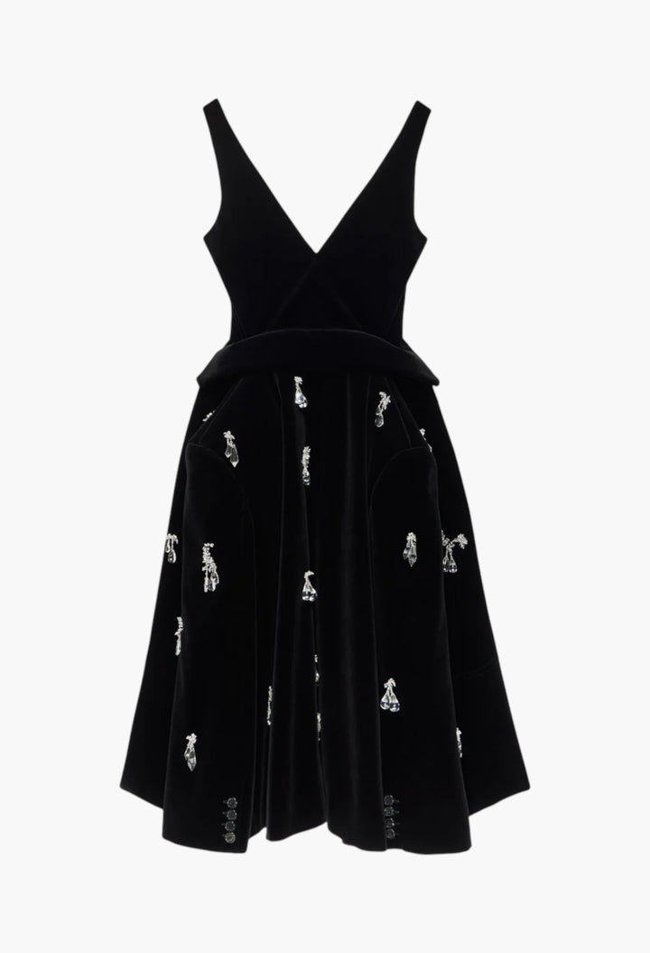 Structured Embellished Dress In Black - GLAM MODA