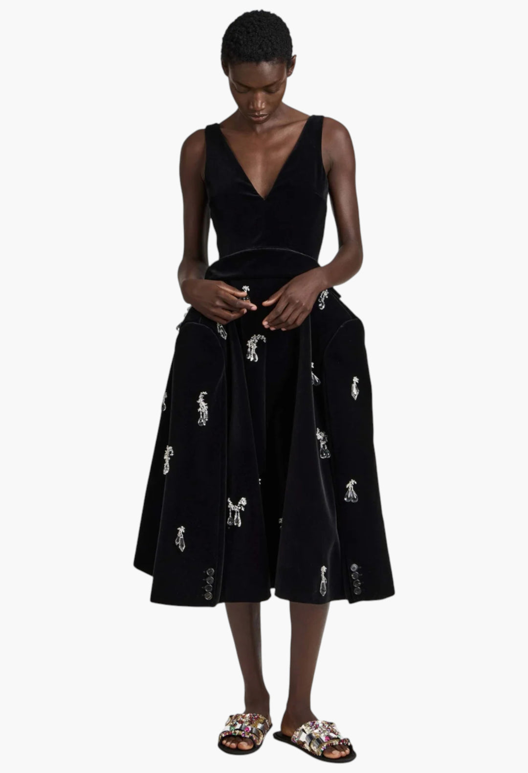 Structured Embellished Dress In Black - GLAM MODA