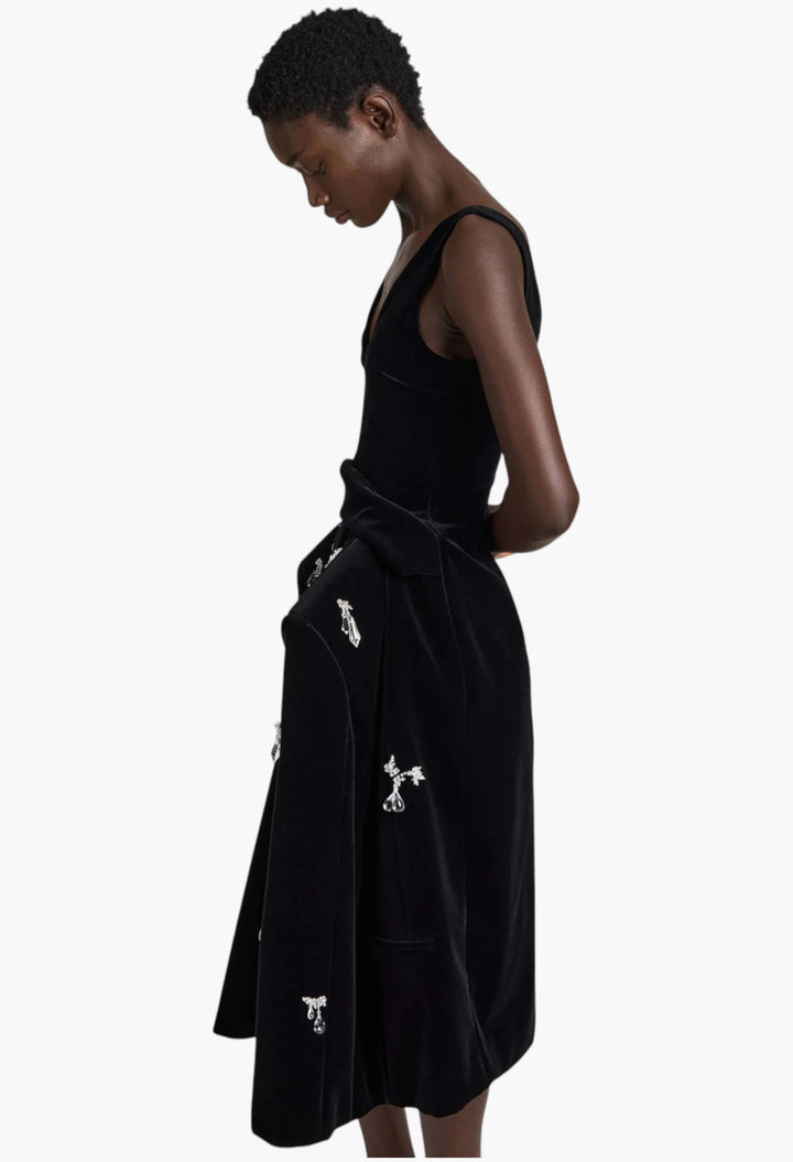 Structured Embellished Dress In Black - GLAM MODA