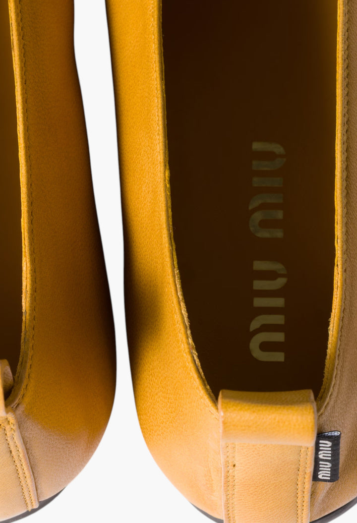 Sunny Yellow - Élan Nappa Leather Ballerinas - GLAM MODA