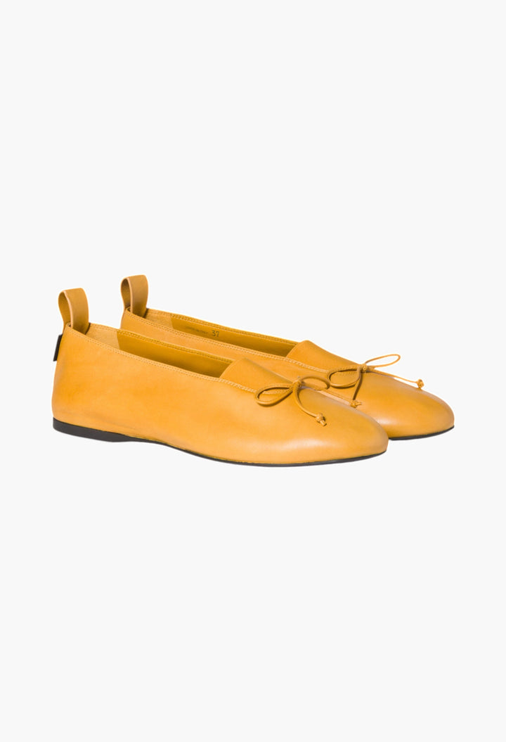 Sunny Yellow - Élan Nappa Leather Ballerinas - GLAM MODA