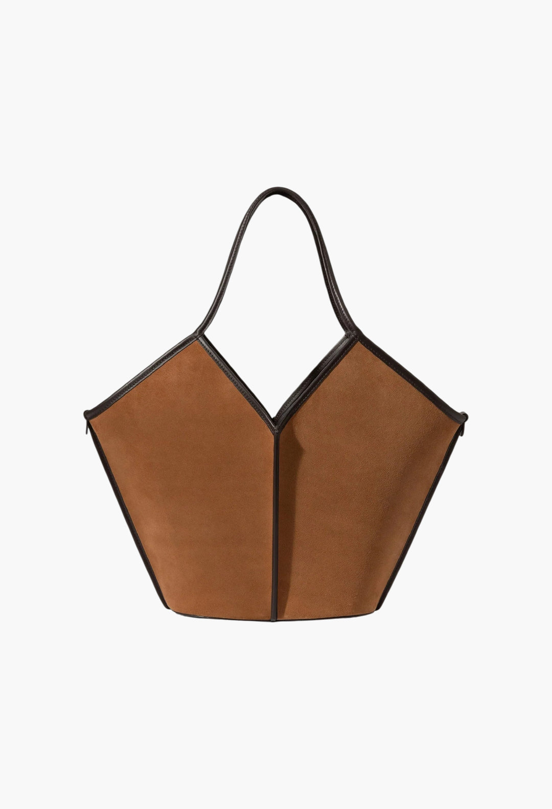 Tan / Dark Brown - Calella Suede Calf Suede Tote Bag - GLAM MODA