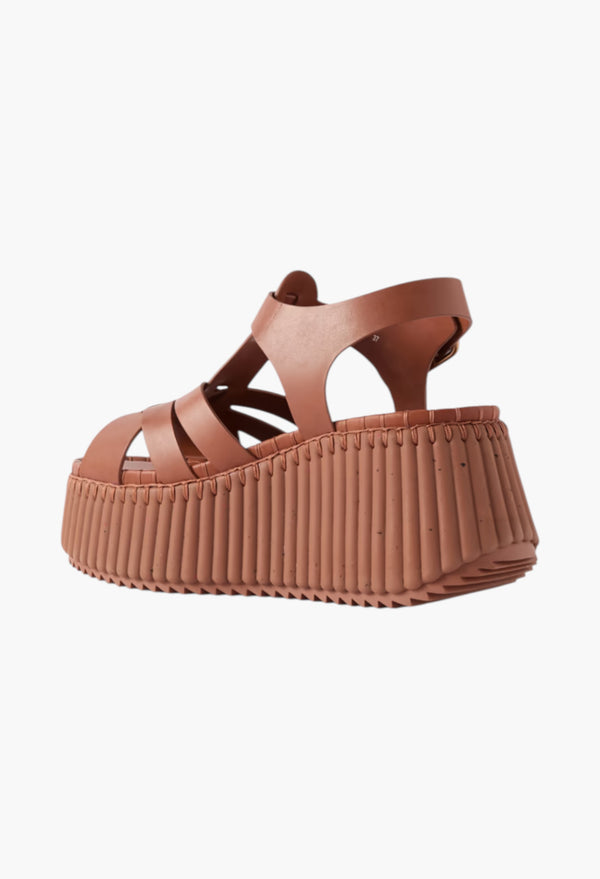 Tan - Nama Leather Platform Sandals