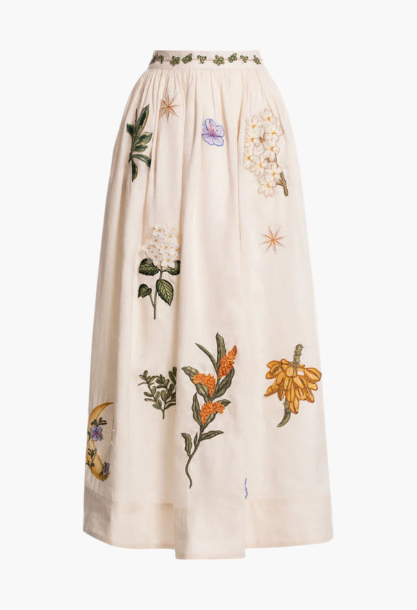 Tangelo Wild Maxi Skirt - Embroidered Appliqués