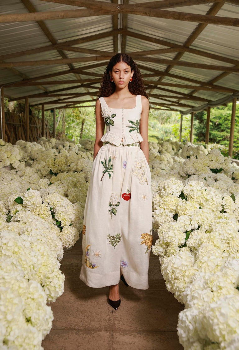 Tangelo Wild Maxi Skirt - Embroidered Appliqués - GLAM MODA