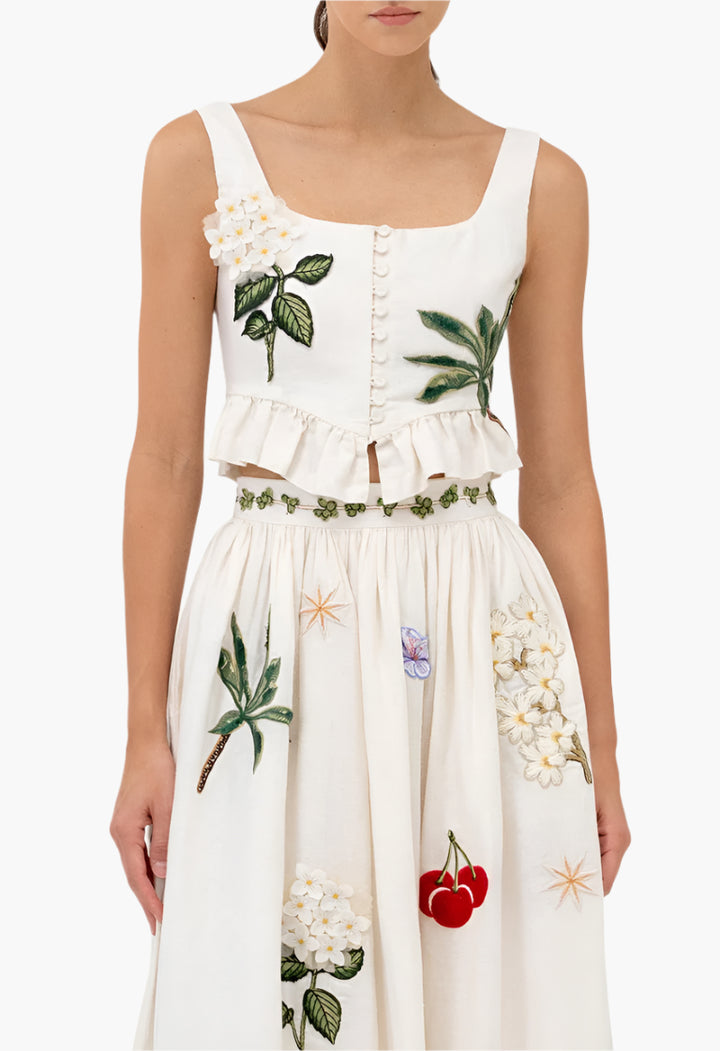 Tangelo Wild Maxi Skirt - Embroidered Appliqués - GLAM MODA