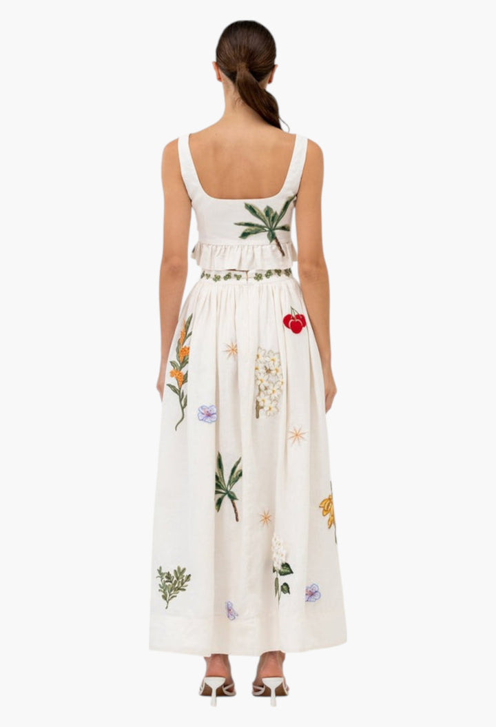 Tangelo Wild Maxi Skirt - Embroidered Appliqués - GLAM MODA