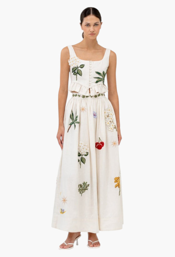 Tangelo Wild Maxi Skirt - Embroidered Appliqués