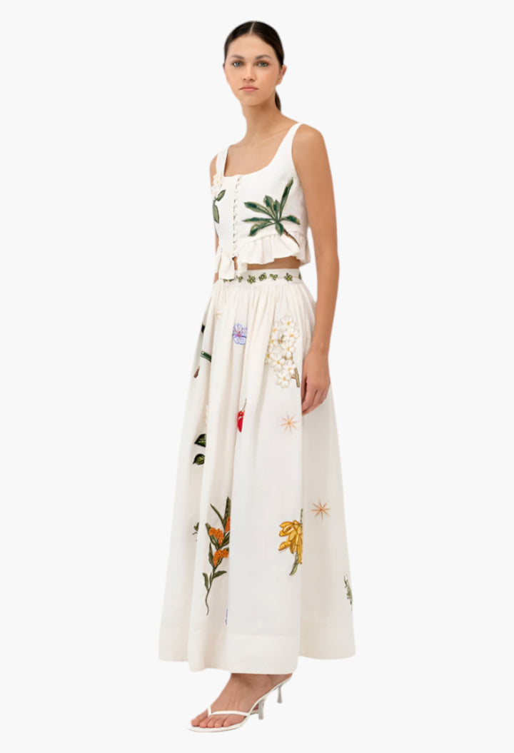 Tangelo Wild Maxi Skirt - Embroidered Appliqués - GLAM MODA