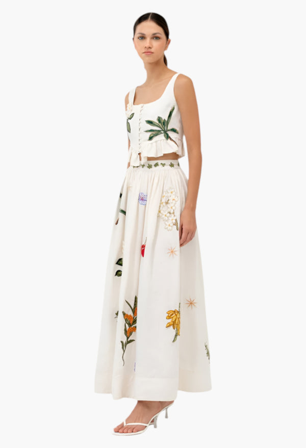 Tangelo Wild Maxi Skirt - Embroidered Appliqués