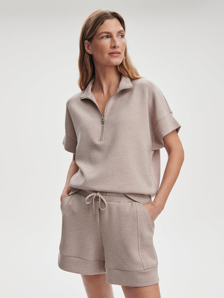 Taupe Marl - Ritchie Short Sleeve Sweat - GLAM MODA