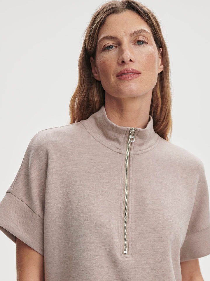 Taupe Marl - Ritchie Short Sleeve Sweat - GLAM MODA