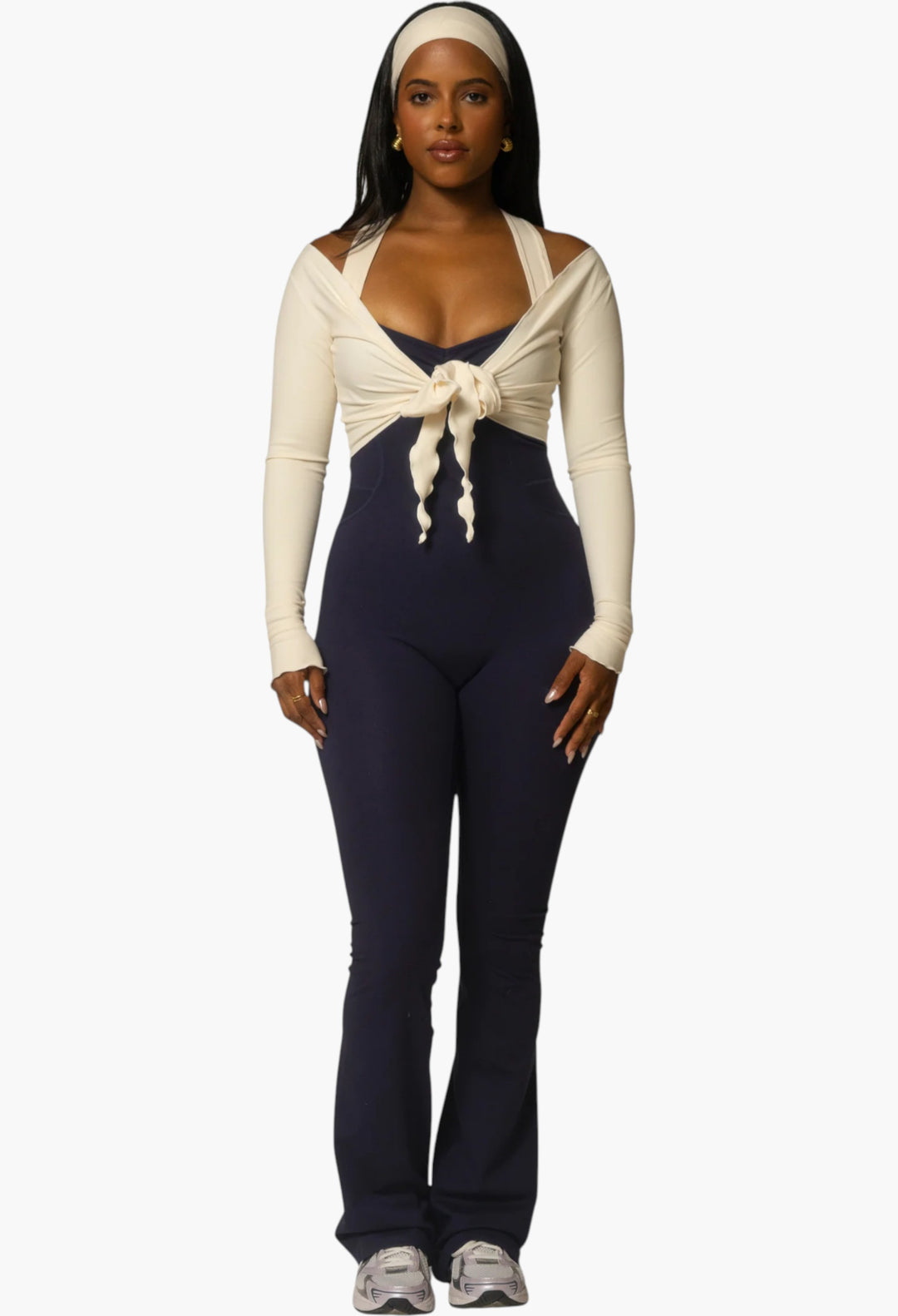 The Sculpt Onesie / Navy-Crème - GLAM MODA