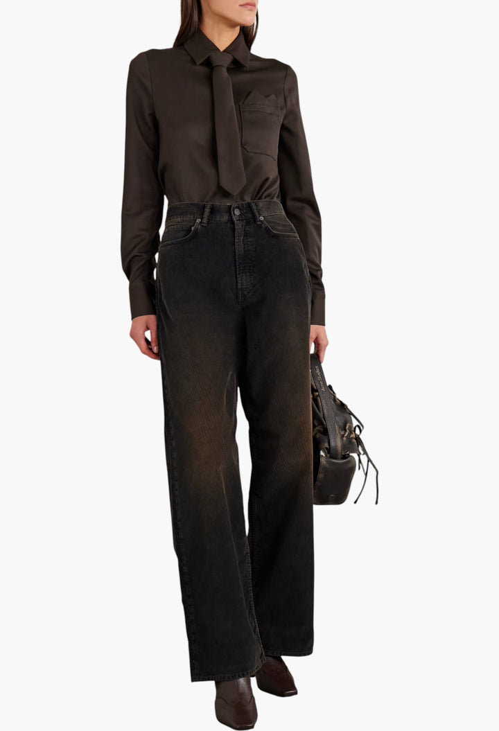 Tie-Detailed Wool-Twill Shirt - GLAM MODA