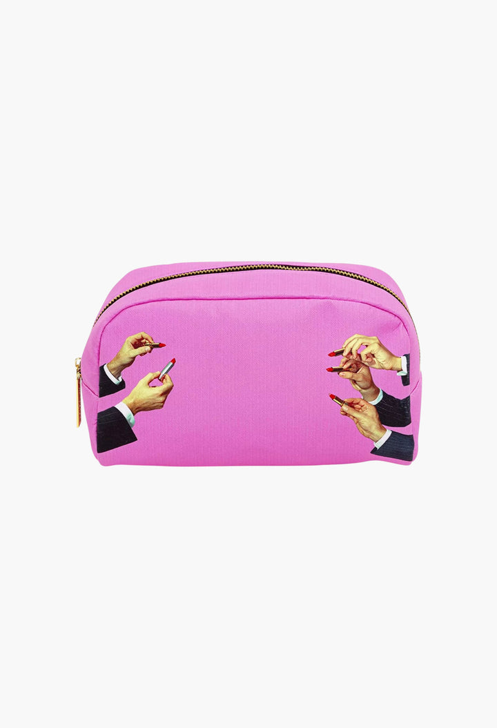 Toiletpaper Lipstick-Print Faux-Leather Beauty Case - GLAM MODA