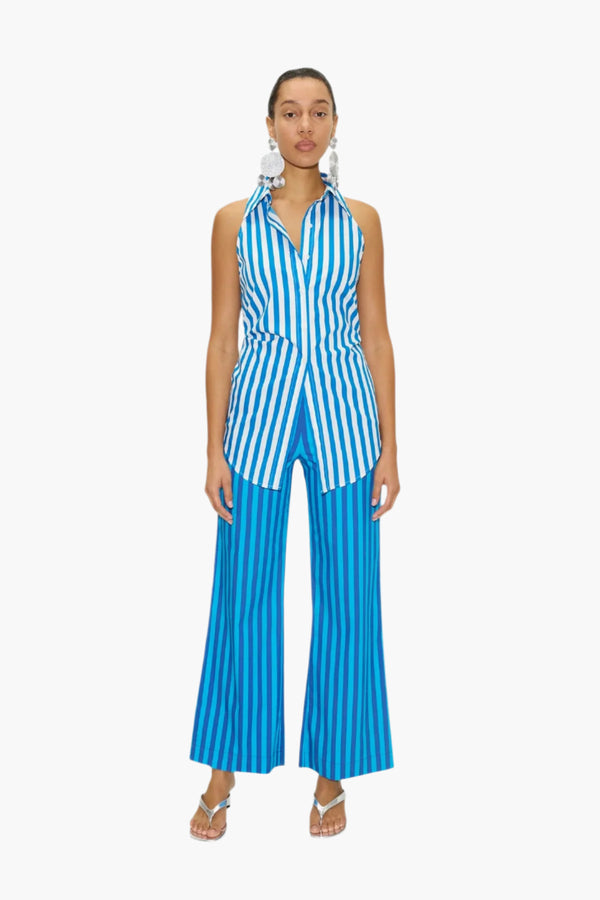 Tonal Blue Stripe - Pia Striped Poplin Pant