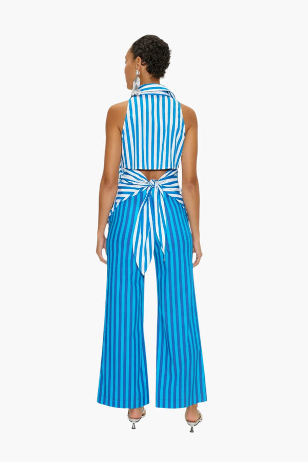 Tonal Blue Stripe - Pia Striped Poplin Pant